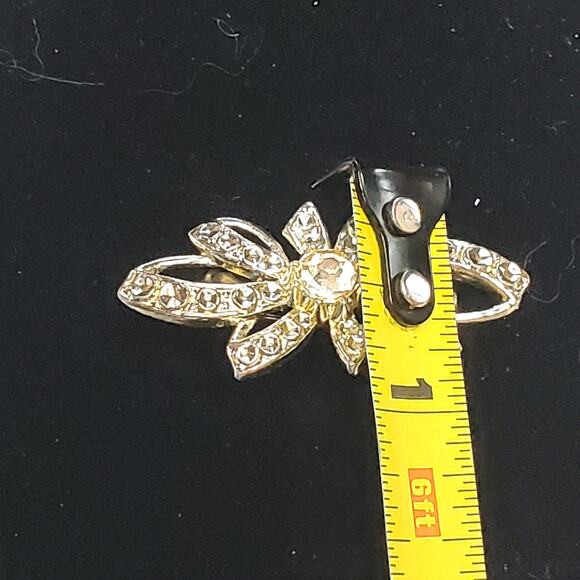 Silver Tone Clear Rhinestone Bow Unsigned Vtg - Picture 5 of 5